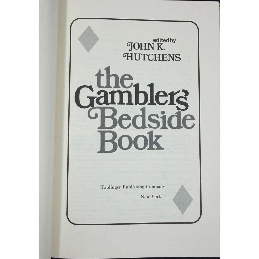 John K HUTCHENS The Gambler's Bedside Book 1977 Combo of Fiction & Nonfiction